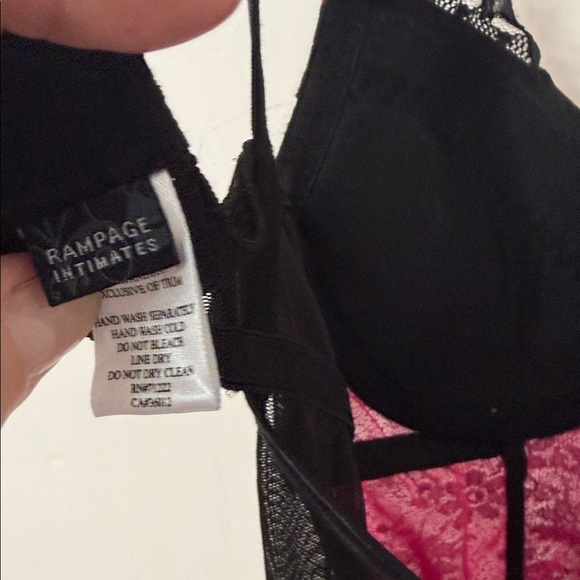 Women's Lace Cami with Bow Detail - Black & Deep Magenta 2012 - Picture 3 of 4